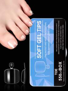 550/600 Pcs Transparent Square Shape Longer And Wider Square Toenails Matte Full Cover Large Toenail Tips With Pre-Shaped For Easy Sizing Fit For Women And Men Decor The Break Nails - Clear - View 12