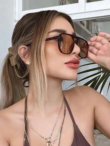 1 件运动户外 Y2K 复古时尚眼镜夏季时尚眼镜配件适合驾驶、海滩度假和户外旅行，海滩配件眼镜时尚眼镜，街头风格，嘻哈优雅日常适合耳机时尚配饰具有个性化和防晒功能 - 咖啡棕 - 查看 6