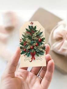 Etiquetas de regalo de Navidad vintage con bramante - Decoraciones navideñas elegantes para familiares, amigos e intercambios de oficina - Artículos decorativos navideños clásicos, diseño navideño, estilo exquisito, encanto rústico, perfectos para envolver regalos de Navidad, decoraciones de fiesta, regalos familiares y decoración navideña