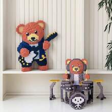 Briques mignonnes de l'ours chanteur principal, ours en pyjama, ours batteur, ours bassiste, ensemble de blocs de construction de la série ours, idéal pour les cadeaux de Noël, Halloween, Thanksgiving, Pâques, Saint-Valentin, anniversaire