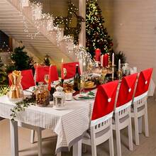 6pcs Festive Red Santa Hat Chair Covers Set - Perfect For Christmas Dinner & Holiday Parties, Adds A Cozy, Festive Touch To Your Table Decor, No Power Required, Featherless, Ideal For Family Gatherings, Christmas Table Decorations(1/4/6pcs)