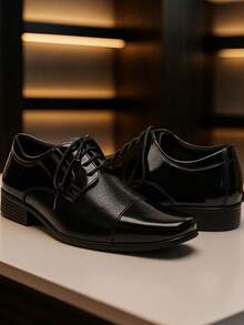 Men's Comfortable Soft Lace-Up Dress Shoe - màu đen - Xem 3