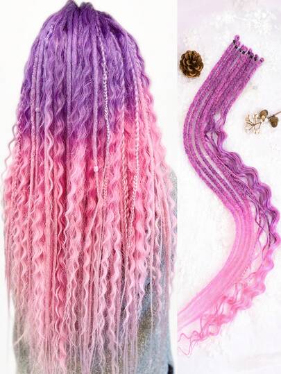Set di extension a dreadlock colorate da 24 pollici, ricci volanti alla dea, extension a dreadlock sintetiche da 24 pollici in stile boho riccio hippie, 8 ciocche fatte a mano