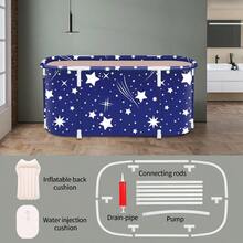 Portable Foldable BathtubFoldable Soaking Bathtub For Adults Freestanding Bathtubs Hot Bath Tub Ice Bath Family Bathroom SPA Tub 47.2x19.7x21.7inch Star - Ngôi sao - Xem 3