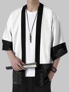 Men's Casual Open Cardigan, Chinese Style Hanfu Open Cardigan, Casual Summer Clothing - White - View 4