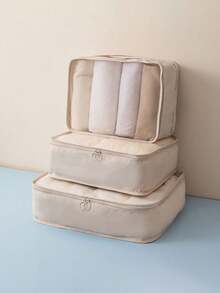 3/1pc Travel Bag Same Color Set, Large Capacity Clothing Storage Bag, Suitcase Storage Bag, Used To Organize Clothes Travel Storage Bag, High-End Multi-Functional Portable Storage Bag, Clothes Packing Bag, Foldable Waterproof Storage Bag, Suitable For Home Clothing Packing, Travel Multi-Classification Packing, - Multicolor - View 12
