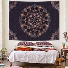 Boho Mandala Tapestry Wall Hanging Bohemian Floral Flower Medallion Tapestry Aesthetic Wall Art Large Green Yellow Hippie  Tapestries, Vintage Wall Decor Banner For Living Room Bedroom Dorm Home Decor(40x30inch/60x40inch/60x51inch/80x60inch) - 棕色 黑色 - 查看 3