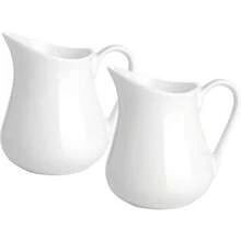 ~2 Pack 4 Oz Classic White Ceramic Small Creamer Pitcher With Handle Fine Porcelain Small Milk Pitcher Ceramic Creamer Container For Coffee Milk Sauces Salad Microwave Freezer - White - View 1