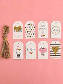 48 Stücke - Vintage Valentinstag Banner Dekoration - Rosa Valentinstag Glückliches Hängendes Kranz Banner, Vintage Valentinstag Banner, Valentinstag Jahrestag Kamin Fenster Dekoration Party Zubehör