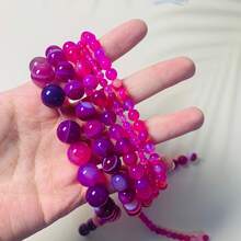 1 Strand Natural Agate Loose Beads Gemstone Round Beads Natural Stone Round Beads Striped For Jewelry Making DIY Bracelet Necklace Beads 4/6/8/10/12mm