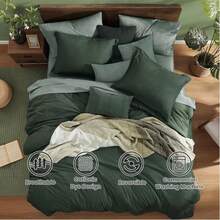 Comforter Set - 7 Pieces Bed In A Bag Queen Bedding Sets With Comforter, Sheets, Pillowcases & Shams, Reversible Bedding Comforters Sets - Deep Forest - View 2