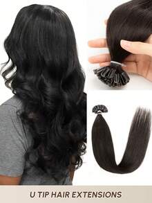 U-Tip Hair Extensions, Nail-Tip Hair Extensions, Straight Hair, U-Tip Keratin Fusion Hair Extensions, Invisible Nail-Tip U-Tip Hair Extensions - S1B - View 1