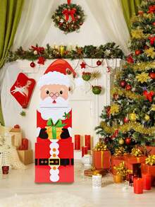 3pcs Santa Claus Stacking Gift Box Set, Christmas Decoration Box, Vibrant Winter Decor, Christmas Party Decoration, Christmas Tree Ornament, Home Christmas Decor, Christmas Decoration, Christmas Gift, Winter Decoration, Christmas Party Favor, Family Gathering Supplies, Holiday Accessories, Fireplace Decor, Home Decor, Room Decor, Christmas Photography Props, Christmas Party Backdrop Decoration - Multicolor - View 3