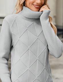 New Bestseller, Women's Long-Sleeved Sweater - Lightweight Pullover Knit Top - Xám - Xem 2