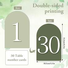 Wedding Table Numbers 1-30 Chinoiserie Flower Number Place Cards 4 X 6 Inch Blue Floral Table Number Labels For Birthday Bridal Baby Shower Reception Party - 鼠尾草綠 - 查看 2