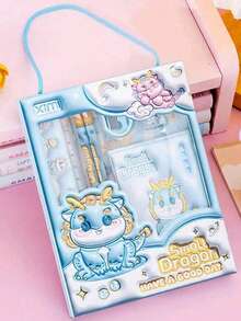 1 Cartoon Schreibwaren-Set inklusive Bleistift, Radiergummi und Lineal als Lerngeschenk für Kinder, Jungen und Mädchen, Abschlussgeschenke, Schüler, Zeichnen, Stifte, Schreibwaren, Jungen, Mädchen, Schule, Schreibutensilien, Rückkehr zur Schule, Weihnachtsgeschenke für Kinder