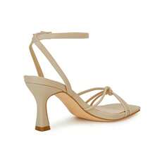 Women Square Open Toe Ankle Buckle Slingback Kitten Heels Summer Dress Sandals - 杏色 - 查看 4