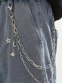 1 件男女通用朋克星吊坠腰链，3 层流苏金属链腰带，适合休闲、户外、运动、旅行、毕业、生日、日常穿着 - 彩色 - 查看 11