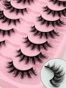20 Pairs Of False Eyelashes, Anime Eyelashes, Cat Eyelashes, Imitation Mink Eyelashes, Fox Eyelashes, Natural Eyelashes, Role Play, Travel Essential Makeup Tools, Suitable For Holiday Parties, Halloween, Christmas - 眼尾拉長款 - 查看 4