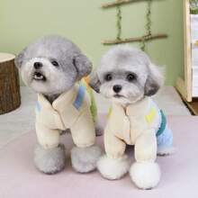 25pcs Big Eye 4-Leg Fleece Dog Clothes, Autumn/Winter Warm Jumpsuit, Casual Printed Pet Apparel For Dogs, Cats, Monkeys, Small Animals - Baby Blue - View 7