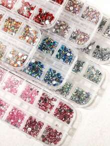 12格多尺寸美甲水钻3D亚克力指甲石宝石珍珠DIY美甲装饰配件 - 查看 7