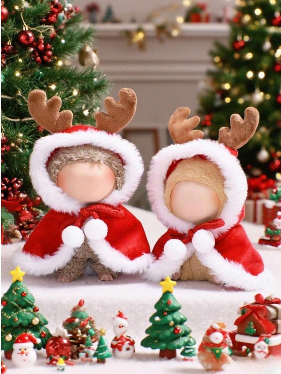 (仅衣服) 圣诞节 17cm 件第一代/第二代/第三代 Labobo 15cm 玩偶服装，17cm Labubo 圣诞驯鹿披肩圣诞服装玩偶服装，适用于 - 彩色 - 查看 1