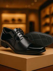 Men's Comfortable Soft Lace-Up Dress Shoe - màu đen - Xem 2