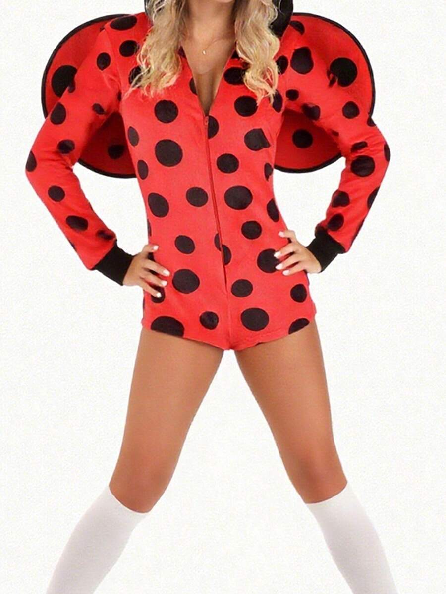 Womens Cute Funny Ladybug Cosplay Halloween Costumes - Đỏ - Xem 1