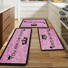 1pc Modern Luxury Pink Non-Slip Soft Polyester Queen Crown Area Rug - "You Are The Queen" Polyester Carpet, Suitable For Living Room, Bedroom And Home, 50x80cm, 50x120cm