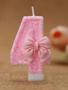 1pc Shiny Pink Bow Birthday Candle, Numbered Candles 0-9, With Pink Bow Decor Cake Topper Set, Suitable For Birthday Celebration, Graduation Anniversary Party, Back To School DIY, Valentine's Day Anniversary, Graduation Party And More - Multicolor - View 17