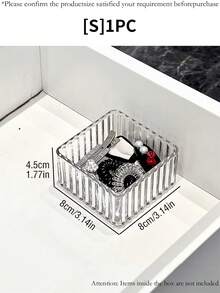 4 pezzi/2 pezzi/1 pezzo Scatola organizzatrice per il trucco da scrivania, scatola portaoggetti in materiale PET trasparente spesso, design a righe verticali elegante, minimalista e alla moda, impilabile per pennelli trucco, prodotti per la cura della pelle, rossetti, profumi, multifunzionale per cancelleria, accessori, gioielli