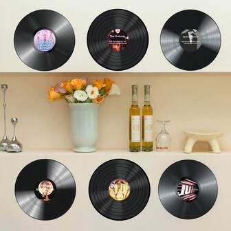 3pcs/9pcs10 Inch 2D Paper Vinyl Record Wall Decoration Dormitory Room Decoration Retro Aesthetic Room Decoration Music Theme Decoration Plastic Vinyl Record Universal Holiday Decoration Creative Graffiti Design Perfect Birthday Gift