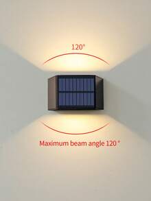 1/2/4/6节太阳能充电式1200mAh锂电池，COB光源上下照明，光束角度可调，阳光感应户外防水太阳能壁灯，简约走廊通道室内外别墅现代酒店装饰洗墙灯 - 黑色 - 查看 2