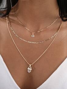 5pcs/Set Y-Shaped Chain Necklace Set, Fashion Minimalist Elegant Vintage Design Demon Eye Cross Rhinestone Bling Bling Simplistic Plain Chain Pendant Multi-Layer Necklace, Suitable For Holiday, Party, Date, Gift, Daily Wear