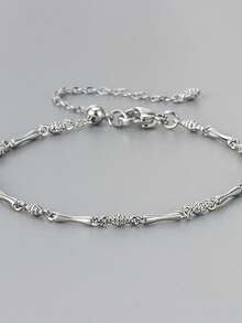 1pc Simple Bamboo Bracelet 925 Sterling Silver Bracelet Fine Jewelry Gift For Women Girlfriend Gift Fine Ladies Jewelry For Daily Deco - 竹節手鍊 - 查看 9