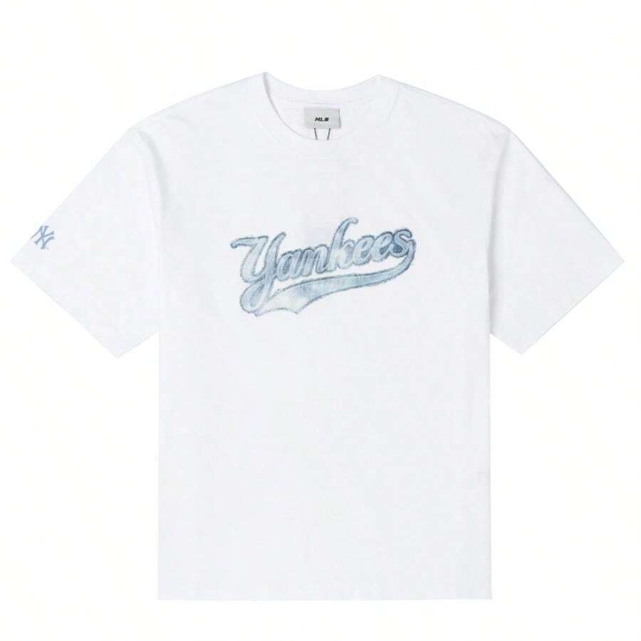 Camiseta tipo denim suave y oversize, ropa casual unisex para ir y venir y hacer ejercicio