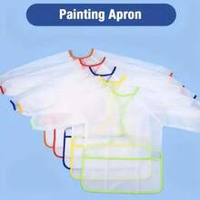 Kinder Malschürze mit Graffiti-Motiv, atmungsaktive Malschürze mit langen Ärmeln und 3 Taschen zum Malen, Backen, Füttern, für Kinder von 3-10 Jahren, wasserdicht und transparent