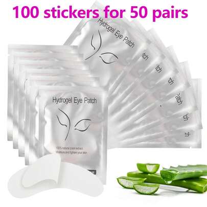 100 piezas de almohadillas para ojos para extensión de pestañas, parches de hidrogel para debajo de los ojos sin pelusa para maquillaje de pestañas y herramienta de cuidado de la piel
