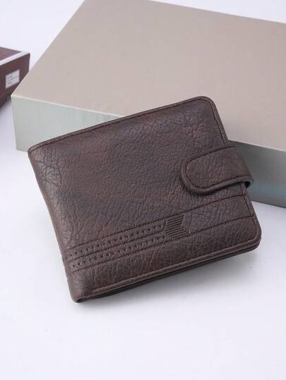 HOVI'S Fashionable Minimalist Short Snap Button Wallet, Multi-Functional Card Slots, Coin Purse, Business Casual, Christmas Retro Gift For Men New Year Gift Vintage Valentine's Day Valentine'S Day