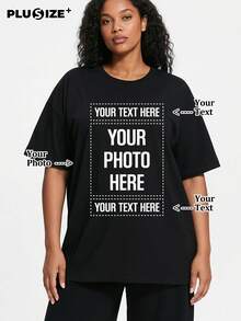 تي شيرت رقبة دائرية مخصص لذكرى الحيوانات الأليفة مقاس كبير، يمكن طباعة أنماط الكلاب والقطط، تي شيرت كاجوال للنساء - يمكن إضافة صورتك الخاصة (سيلفي/صورة/صورة صديق/صورة حبيب/صورة صديق/شعار الزوج/تخصيص الزوج). يمكنك أيضًا تخصيص التي شيرتات بنص لاحتفال عيد الأب وعيد الأم. - الأسود - مشاهدة 1