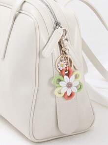 1 pieza Llavero de flor de margarita hecho a mano a ganchillo, accesorio de bolso/coche de estilo bohemio lindo - Multicolor - Ver 4