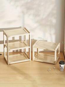 三层实木多功能桌面收纳架 - 现代简约三层开放式书架，适用于办公室、卧室和客厅 - 易于组装，节省空间，可用作书架装饰、家居收纳、现代家具、结构坚固、小型展示架、设计简约、色调自然，是爱书人士的必备之选，实用收纳架 - 原木色 - 查看 9