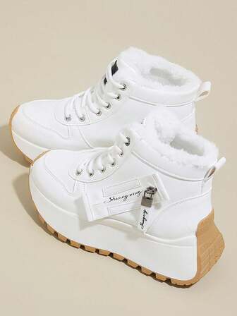 女士冬季鞋，轻便舒适，精致设计，带保暖内衬，加厚鞋底，增高，休闲运动鞋