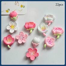 6 件/10 件/12 件全新桃花和樱花树脂装饰磁铁，可爱的冰箱装饰品，办公桌，厨房，储物柜，洗衣机，家居装饰，情人节礼物，送给朋友和家人的礼物 - 彩色 - 查看 27