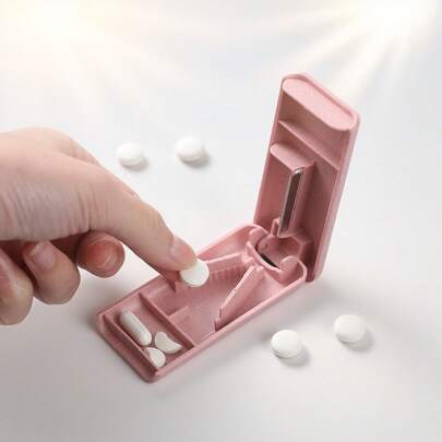 1 Pieza Caja Portátil Cortadora de Pastillas - Herramienta Perfecta para Dividir Pastillas - Cortadora de Pastillas para el Hogar - Mini Divisor de Pastillas Portátil