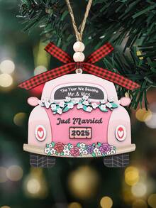 The Year We Become Mr And Mrs, Wedding Car Shape Hanging Decorations, Just Married 2025, Christmas Wedding Wooden Ornament, Christmas Tree Wooden Decorations, Romantic Couple Gift, Anniversary Wedding Gifts, Wedding Gift For Newlywed Couple Home Decor Christmas Decorations Room Decor