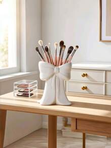1pc Cute Bow-Shaped Pen Holder - Desktop Makeup Brush And Office Supply Organizer, Elegant Makeup Brush Storage, Suitable For Girls, Students And Women, Creative Decor Design, Also Suitable For Holiday, Beach, Bathroom, Bedroom, Large Capacity - Multicolor - View 17