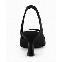 Women's Slingback Kitten Heels Pointed Toe Closed Low Heel Dress Pumps Comfortable Office Party Shoes - 黑色 - 查看 6