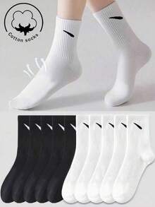 2/5/10 pares de meias femininas, meias de algodão, meias pretas, meias brancas, meias femininas, meias fofas, meias femininas, meias outono/inverno/primavera/outono/verão, detalhes respiráveis em malha, design de orifício respirável em trilho guia, absorção de umidade, macio e suave, adequado para vários feriados, esportes, lazer, negócios e outras roupas diárias, pode ser usado o ano todo, combinações de cores são aleatórias.