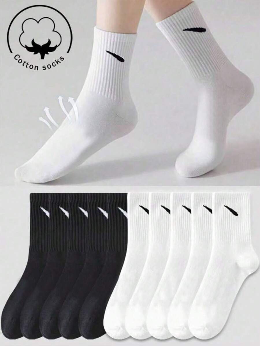 2/5/10 pares de meias femininas, meias de algodão, meias pretas, meias brancas, meias femininas, meias fofas, meias femininas, meias outono/inverno/primavera/outono/verão, detalhes respiráveis em malha, design de orifício respirável em trilho guia, absorção de umidade, macio e suave, adequado para vários feriados, esportes, lazer, negócios e outras roupas diárias, pode ser usado o ano todo, combinações de cores são aleatórias.